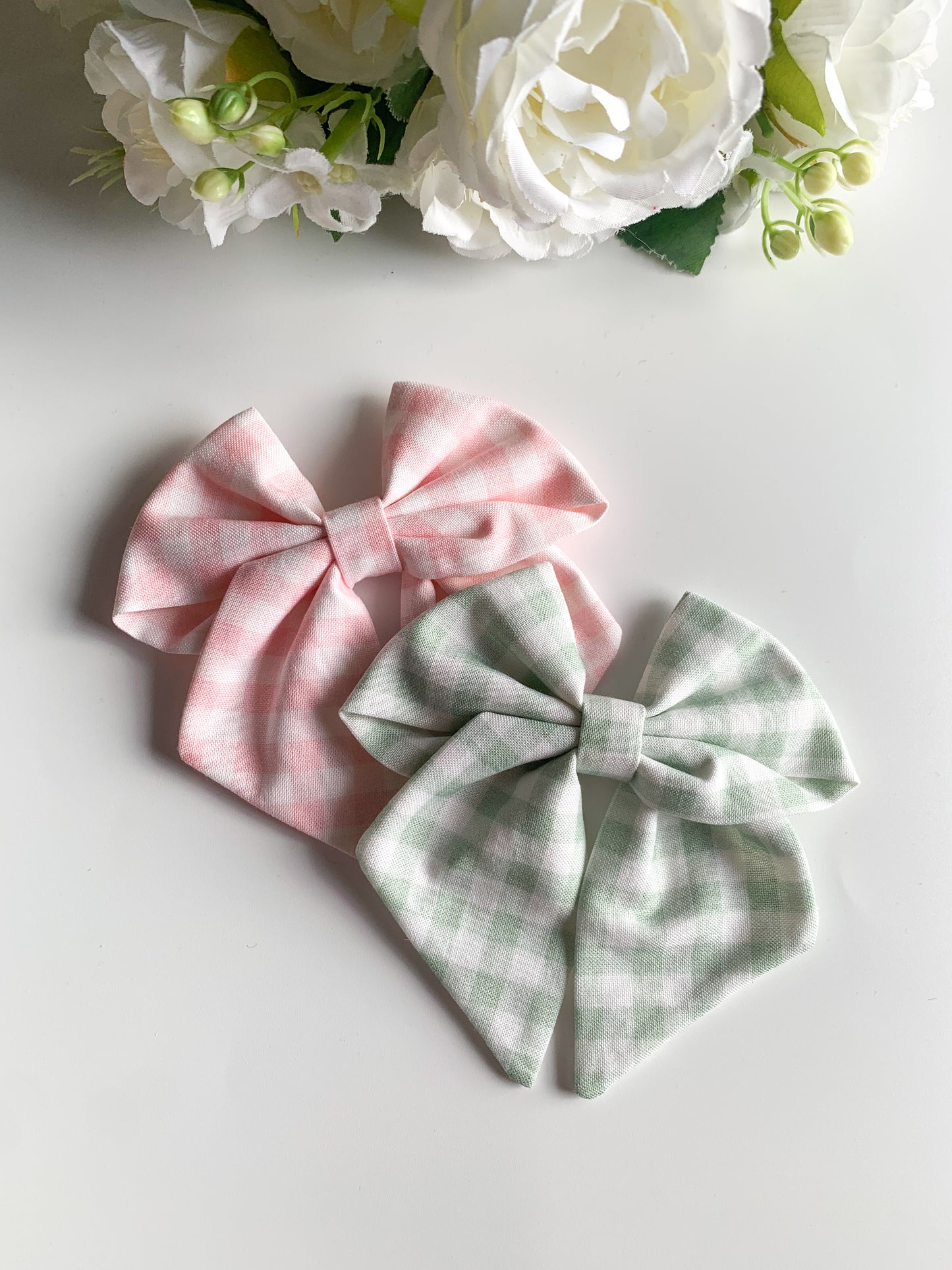 Evergreen check sailor bow