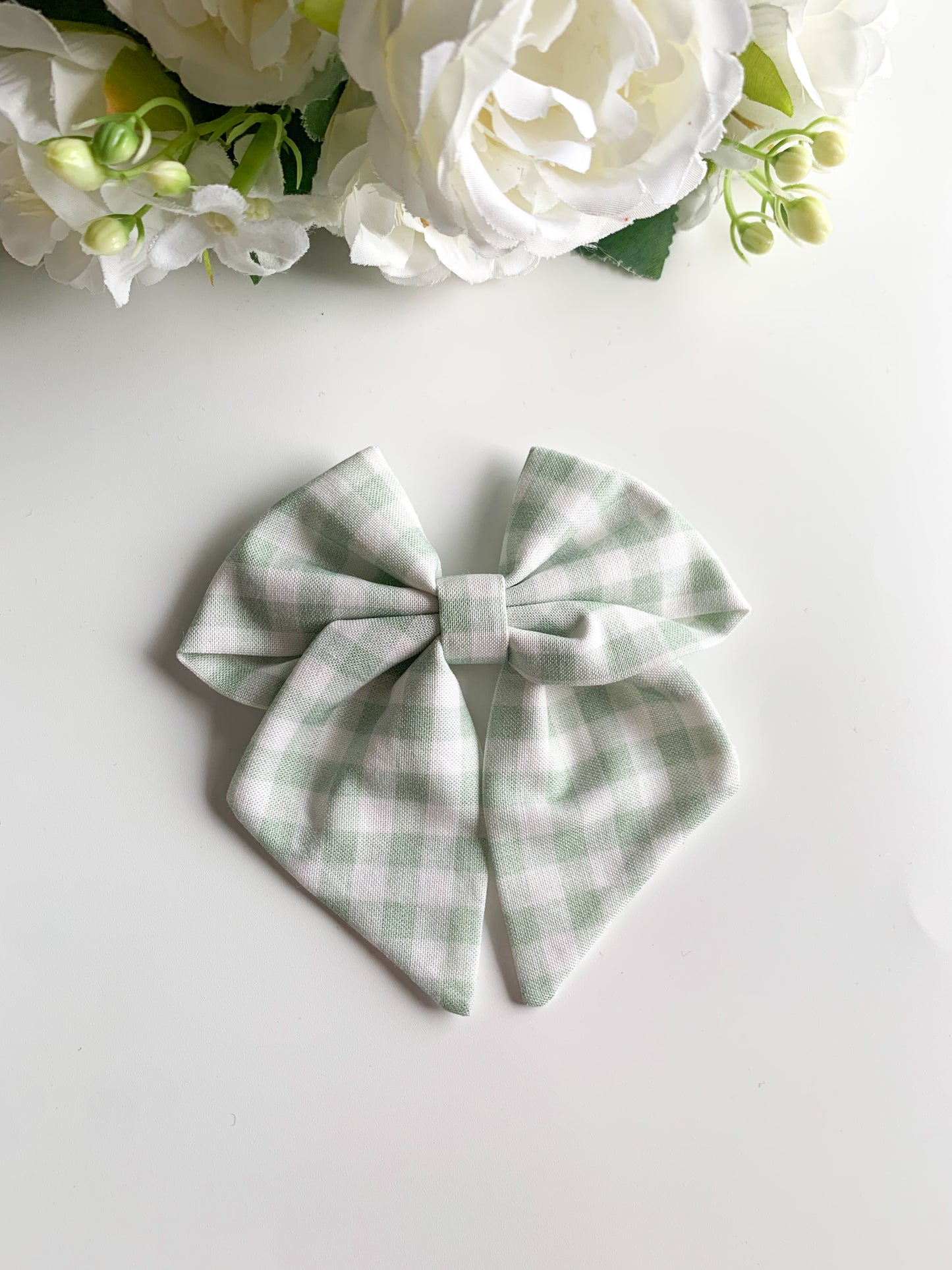 Evergreen check sailor bow