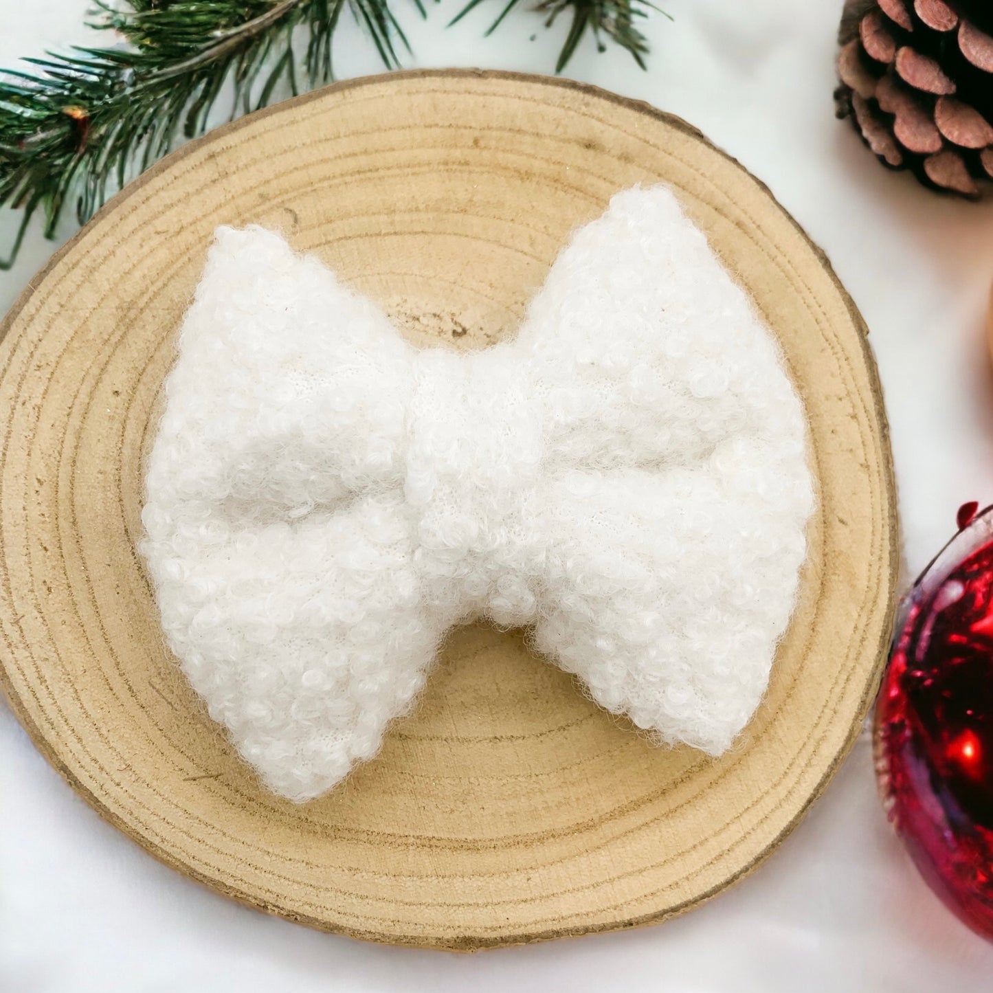 Rudolph White fluffy bow tie