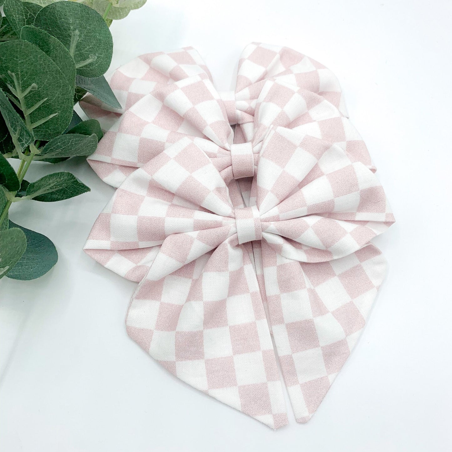 Pink Checkerboard Sailor Bow