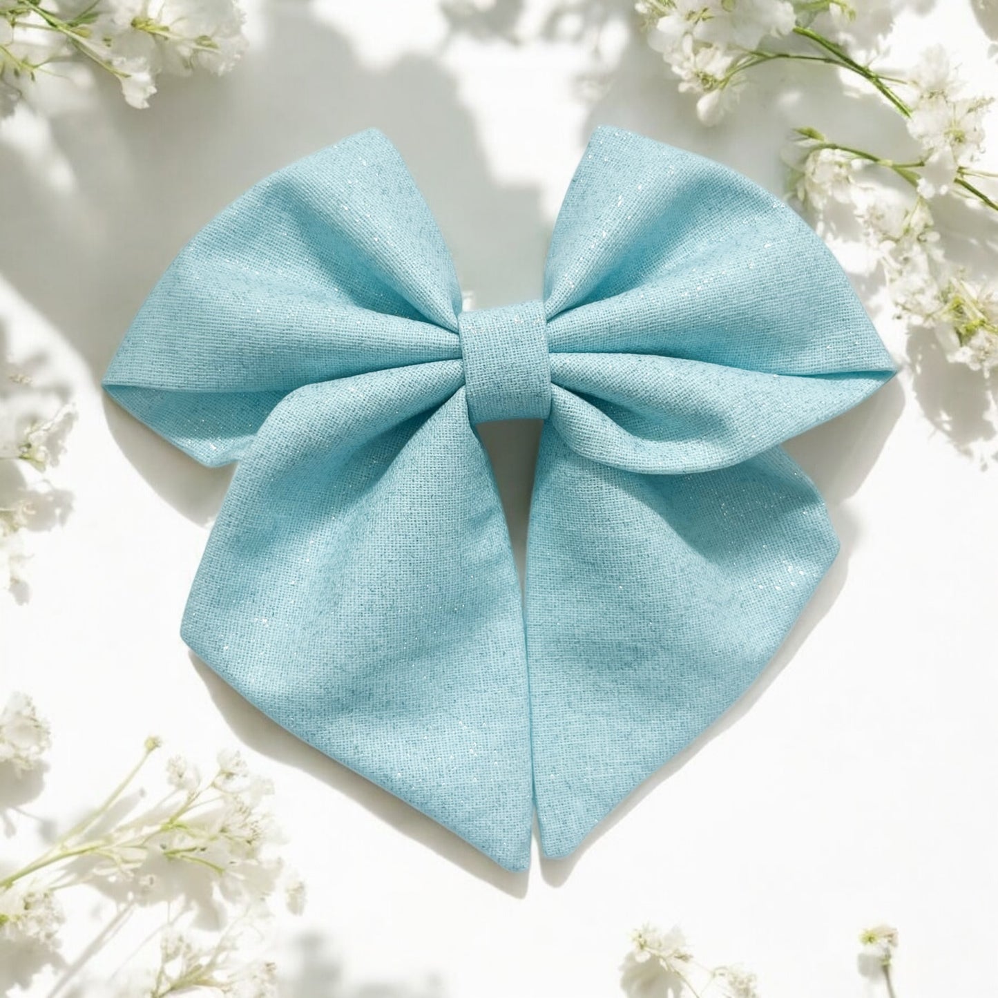 Baby blue glitter sailor bow