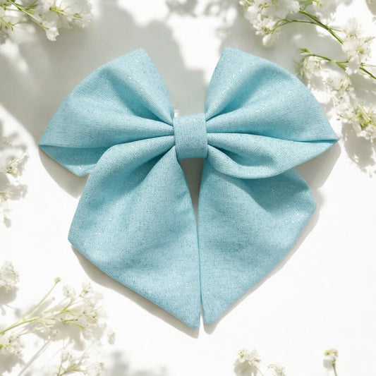 Baby blue glitter sailor bow