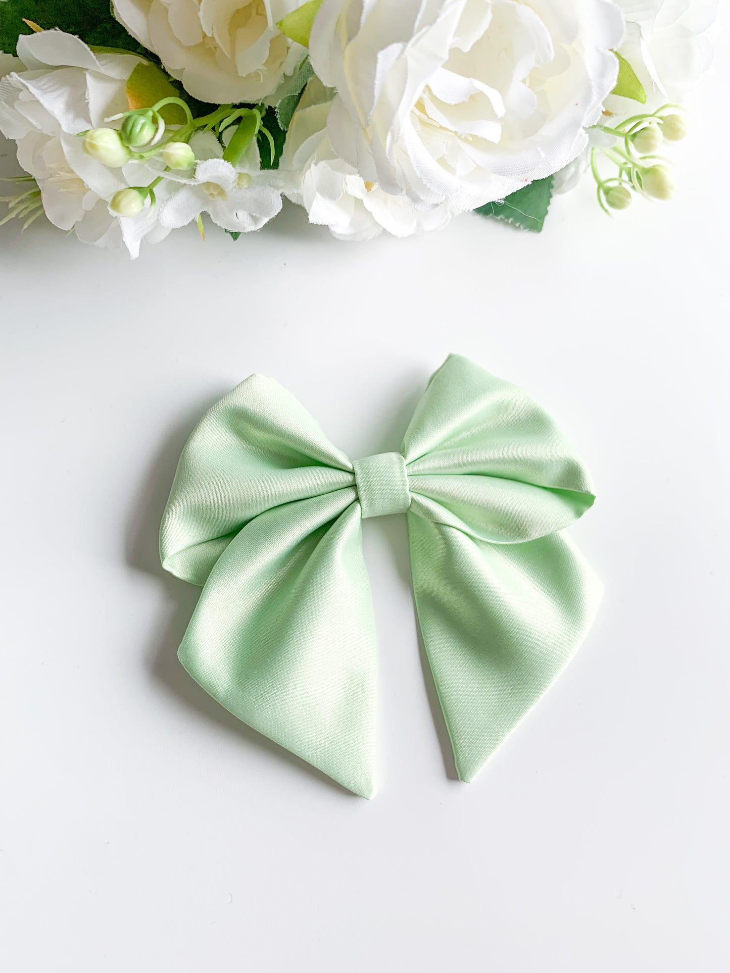 Matcha satin sailor bow
