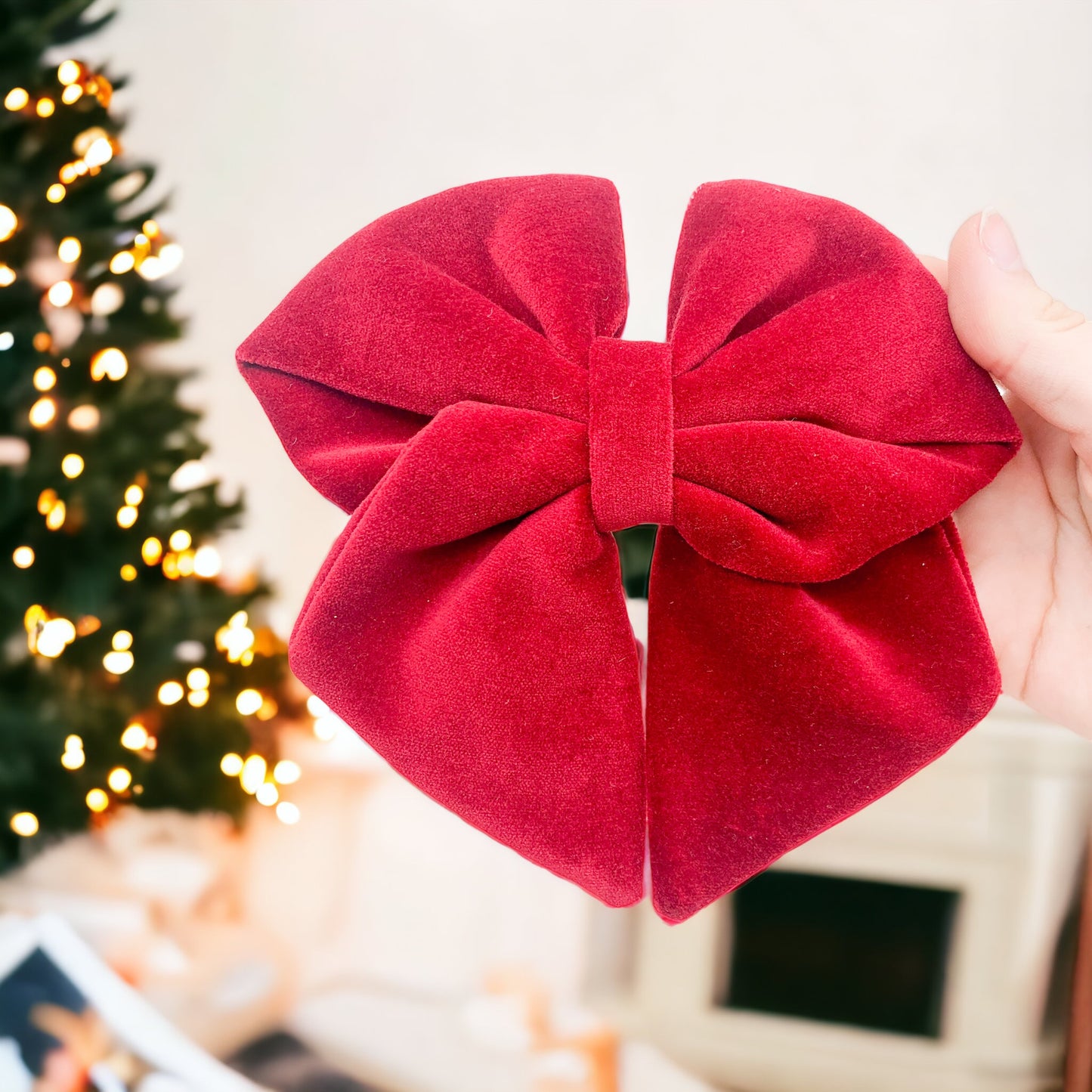 Red velvet sailor bow