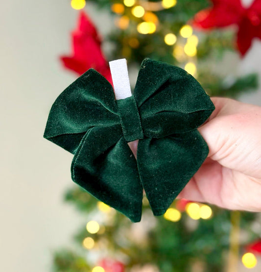 Green velvet sailor bow