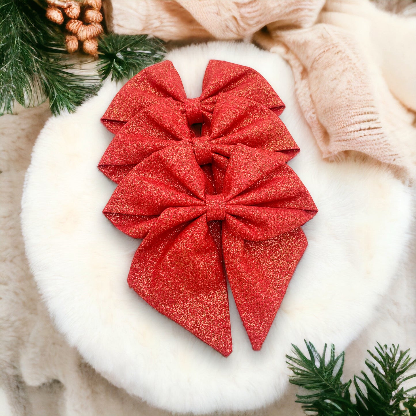 Holly Red glitter sailor bow