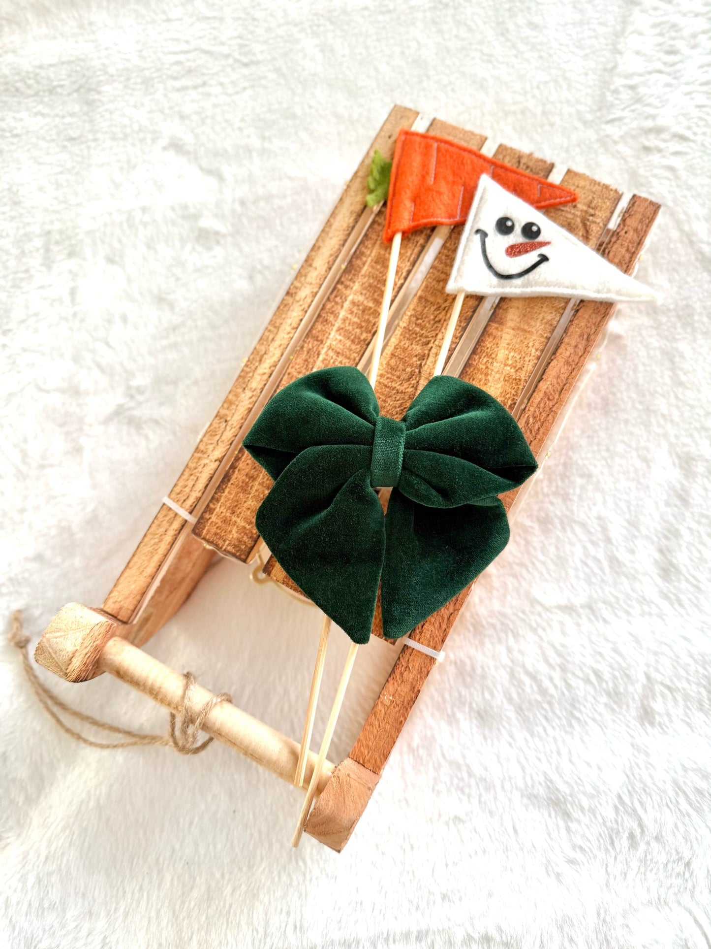 Green velvet sailor bow