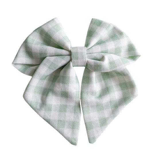 Evergreen check sailor bow