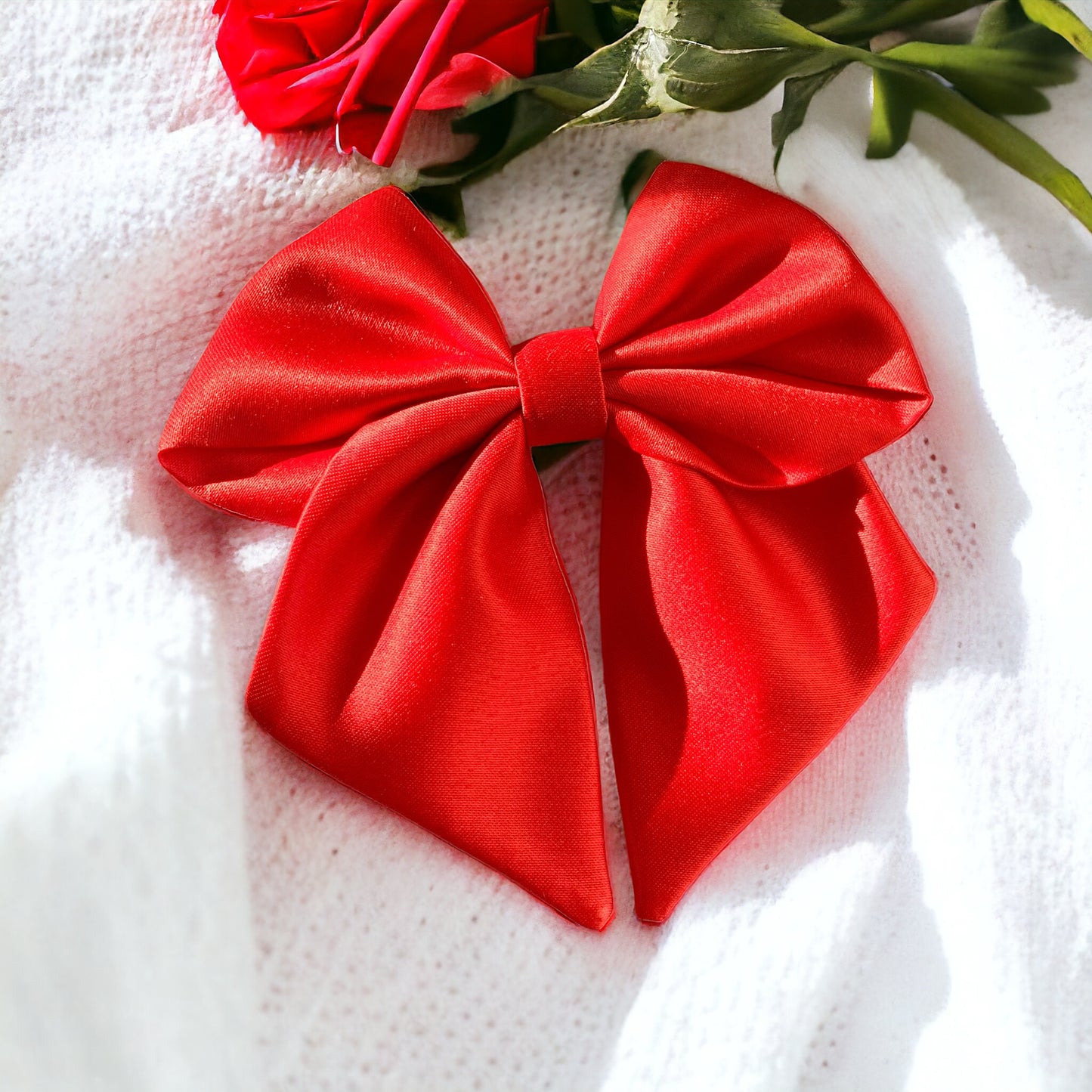 Red satin sailor bow