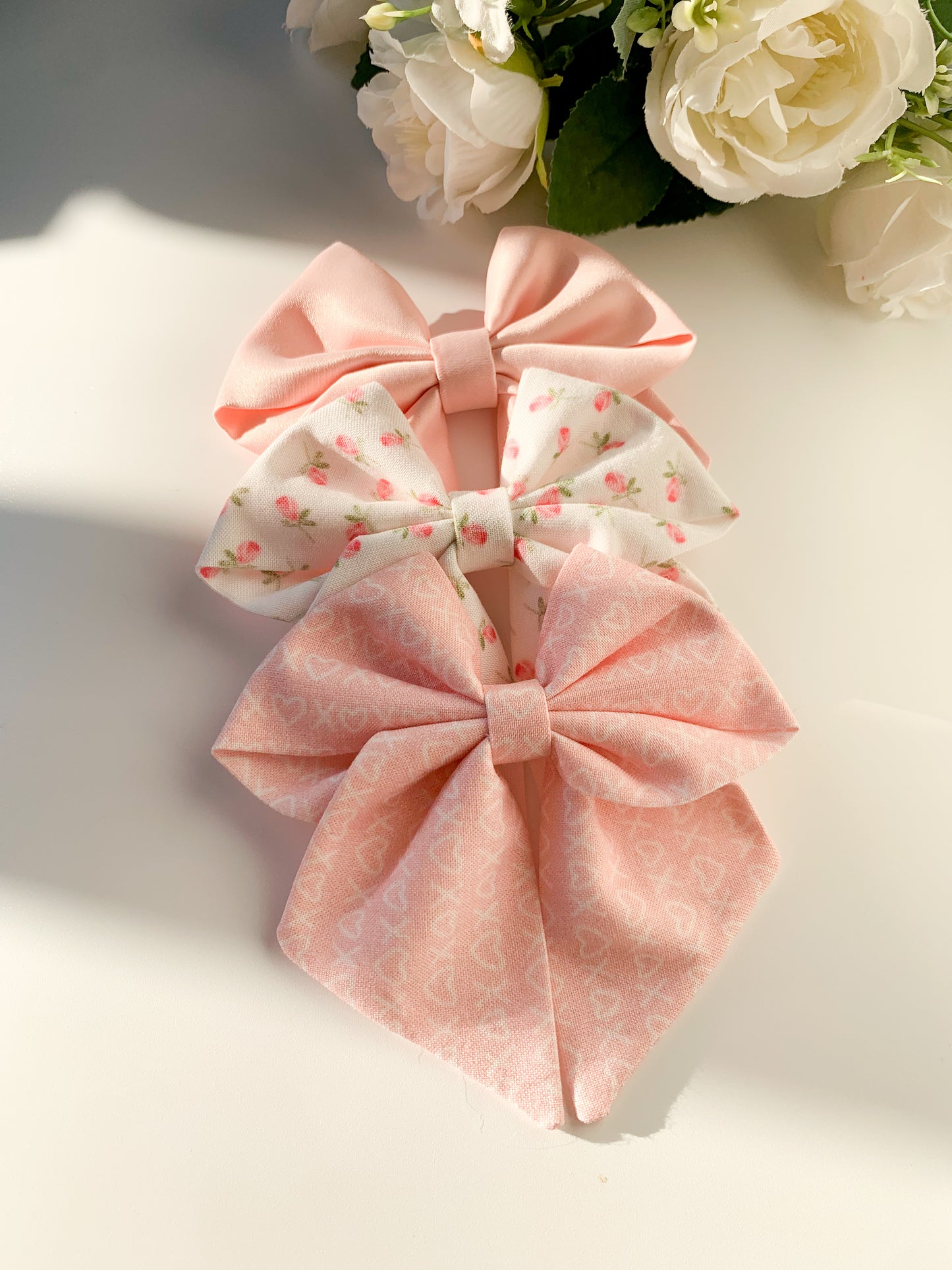 Pink satin sailor bow