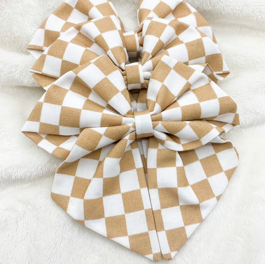 Golden Checkerboard Sailor Bow